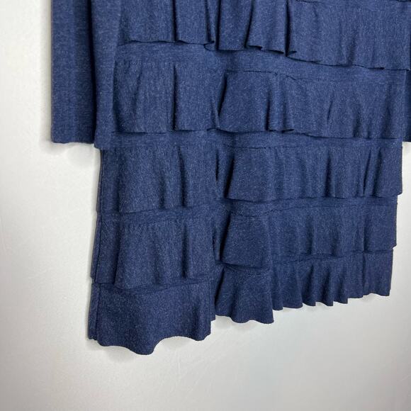 Isle Apparel  Navy Long Sleeve Tiered Ruffle Knit Jersey Dress Size Medium - Picture 3 of 6